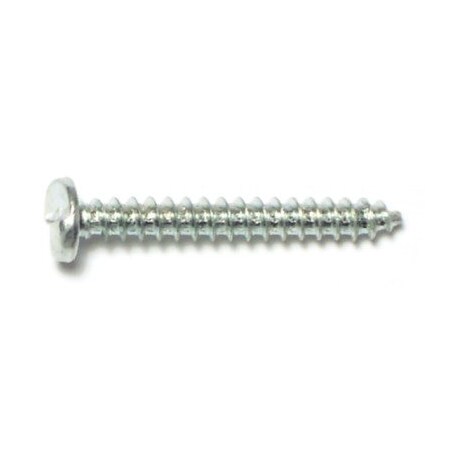 Midwest Fastener Sheet Metal Screw, #8 x 1-1/4 in, Zinc Plated Steel Pan Head Slotted Drive, 20 PK 62446